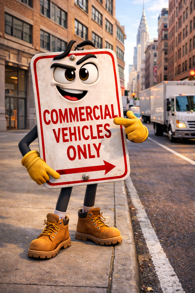 Spotlink image explaining commercial vehicles parking rules in NYC